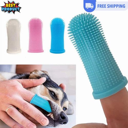 4 Pcs Pet Finger Toothbrush Soft Cleaning Brush for Dogs Cats Teeth Care