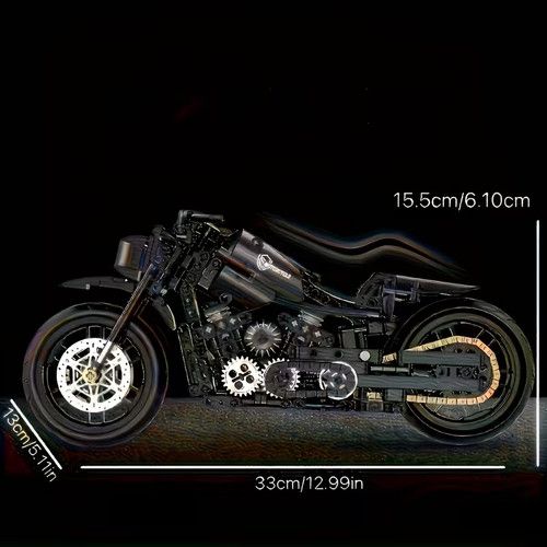 Technical Motorcycle Building Blocks Model Kit Classic Retro Moto Race Assembly