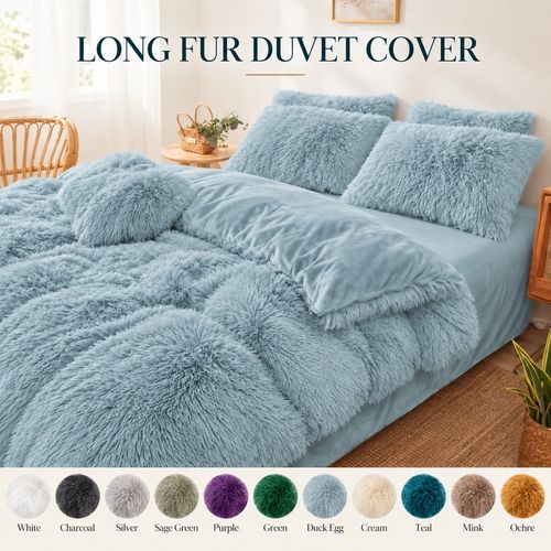 Fluffy Long Faux Fur Duvet Cover Shaggy Teddy Fleece Soft Warm Winter Bedding — image 4