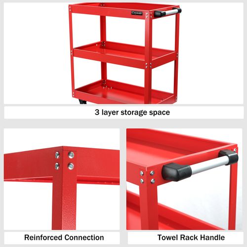 Tool Storage Heavy Duty Garage Trolley Workshop DIY 3 Tier Wheel Cart Shelf — image 3