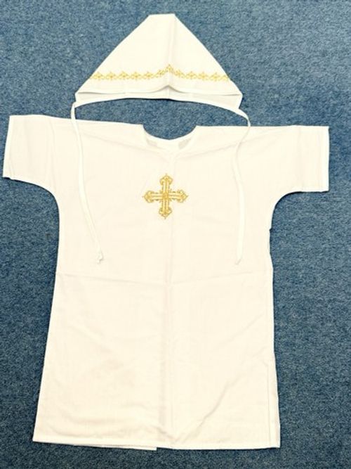Baby Christening Baptism Set 6 Piece White & Gold Embroidered Gown Bonnet Towel