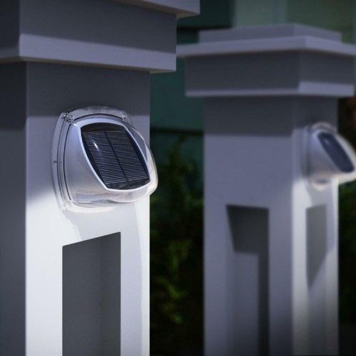 2 x Solar Powered 6 Led Fence Wall Door Step Bright Lights Outdoor Garden Light