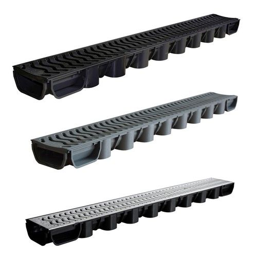 Low Flow 50mm Shallow Flow Grey & Black Galvanised Channel Drainage Driveway