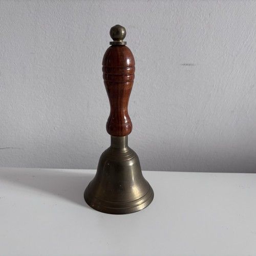Vintage Brass Bell Traditional Style School Bell Wooden Handle