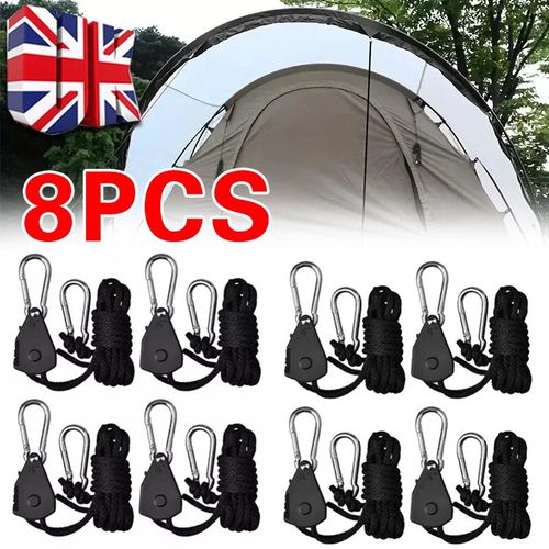 8Pcs Rope Ratchet Adjustable Light Hanger Tent Carbon Filter Hydroponic Grow UK — image 5