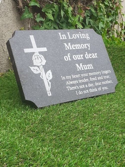 Personalised Black Granite Memorial Grave Plaque Cemetery Stone Plaque — image 2