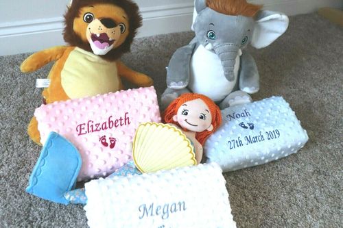 PERSONALISED BABY BLANKET EMBROIDERED SOFT BUBBLE ITALIC FONT BABY BOY GIRL GIFT — image 8