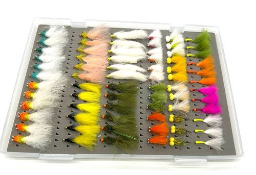 72 x Ultimate Lure Selection In Fly Box - Fly Fishing - Trout Fishing Flies