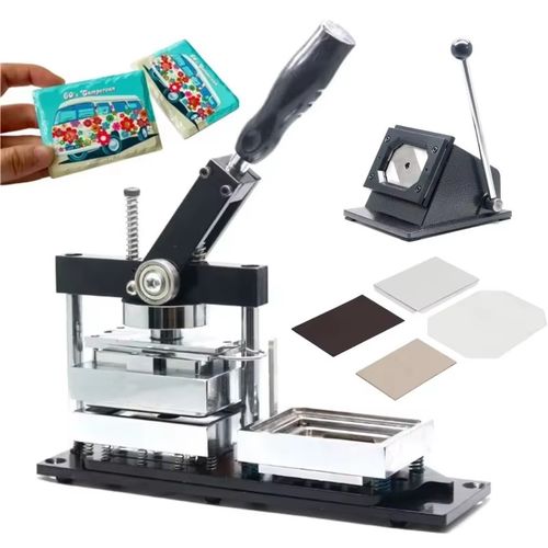 80*53mm  Rectangle Fridge Magnet Making Machine with Cutter and 150 pcs Material — image 6