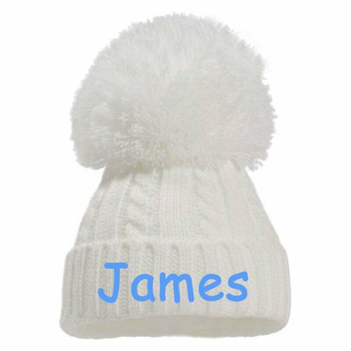 PERSONALISED Baby Pom Pom Hat Boys Girls Newborn to 6 Months 6-18 Months  — image 3
