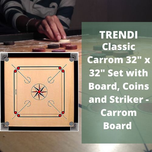 Classic Carrom Set 32x32 with 6mm Board, 29x29 Play Area, Coins and Striker — image 2