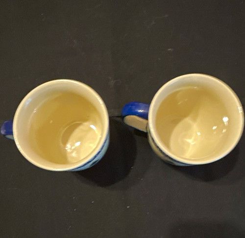 Boleslawiec Poland Pottery 2pc Ceramic Mug Set Tree Blue/White/Christmas