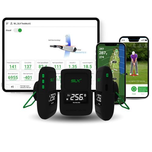 SwingLogic SLX Hybrid Mini Golf Launch Monitor Real-Time Metrics LCD Display