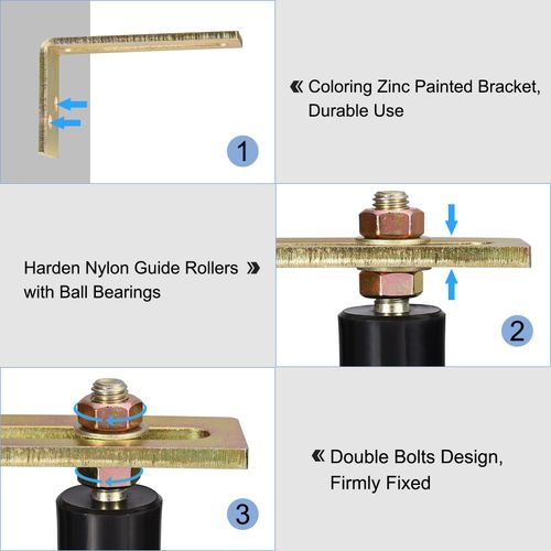 Slide Gate Guide Roller with L Post Bracket 3" Dual Nylon Rollers Black — image 4