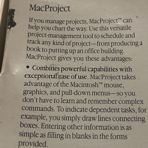 Vtg 1984 Apple Macintosh Big Box MacProject 3.5 Floppy Disks & SEALED cassette  — image 11