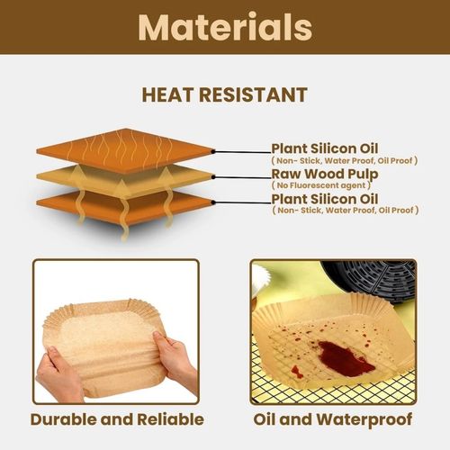 100pack Air Fryer Paper Liners Disposable Non Stick Baking Parchment for Ninja — image 7