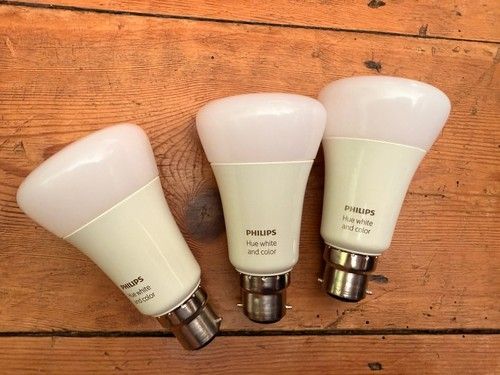 3x Philips Hue White & Colour ambiance LED Smart Bulb B22 bayonet