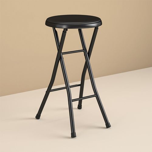 BLACK FOLDING STOOL ROUND FOLDABLE METAL FOR SPACE SAVING STOOLS PADDED SEAT NEW — image 12