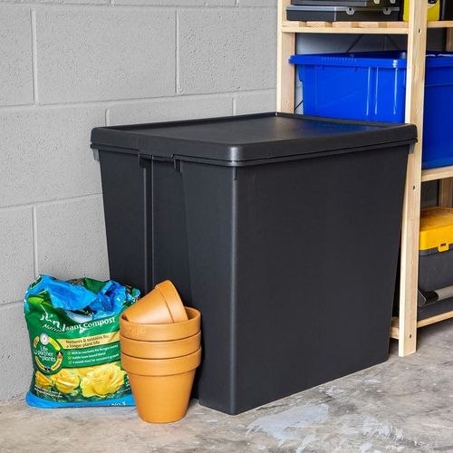 3 x Black Storage Box with Lids HEAVY DUTY Recycled Plastic Stackable Containers — image 4