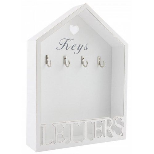Vintage Letter Rack & Key Holder Hooks House Storage Shabby Chic Wall Mounted
