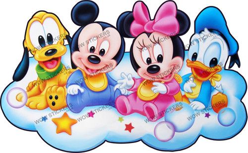 Character sticker Mickey Minnie Mouse Donald Pluto Ice Cream Van (choose size)