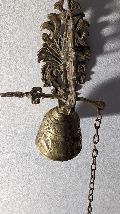 Antique Brass Monastery Bell Ornate and Heavy — image 4