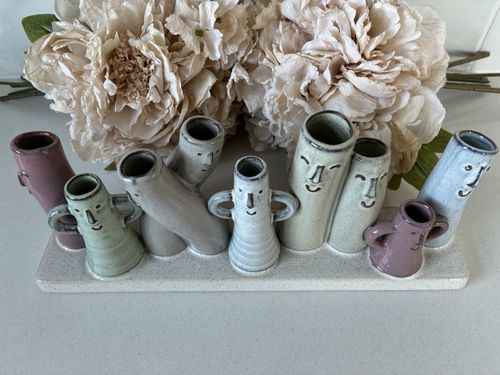 Petite Pottery 9 Faces Glazed Ceramic Bud Flower Vase New — image 5