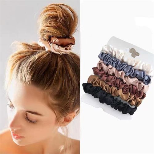 6PCS Silk Satin Scrunchies Hair Ties Elastic Ponytail Hair Bands Soft Hair Rope — image 5