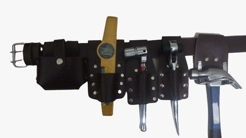 Scaffold Leather Tool Belt | 4PC Tools Set | Ratchet Spanner Tape Hammer Holder 