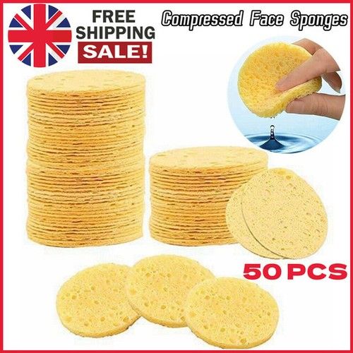 50X Facial Sponges Compressed Face Sponges Cleansing Sponge Cellulose Facial UK