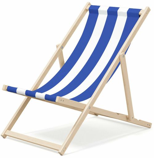Wooden Deck Beach Folding Chair Lounger Sunbed Garden Seaside Beach Chairs Seat — image 4