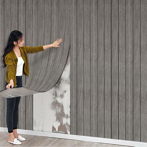 5X 3D Wood Grain Panel Effect Wallpaper Stick Self-Adhesive Wood Slat Wall Panel — image 3