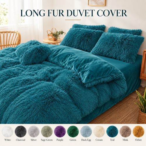 Fluffy Long Faux Fur Duvet Cover Shaggy Teddy Fleece Soft Warm Winter Bedding — image 3