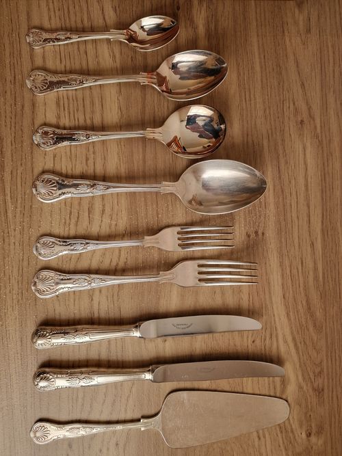 Vintage Newbridge Kings Pattern EPNS A1 Silver Plated Cutlery Set - 45 Piece — image 7