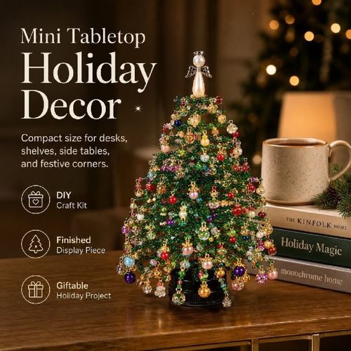 DIY Beaded Christmas Tree Kit, Handmade Colorful Bead Ornament Making Set — image 5