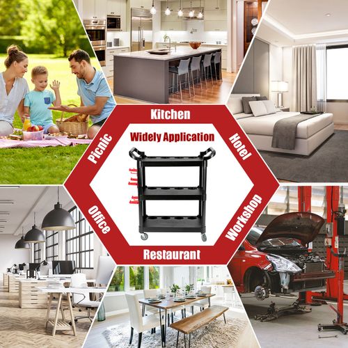Tool Storage Heavy Duty Garage Trolley Workshop 3 Tier Wheel Cart DIY Black UK — image 10