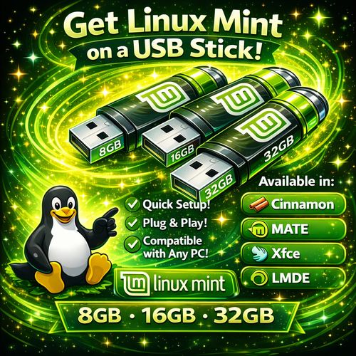Linux Mint 22.3 USB Drive Cinnamon MATE XFCE Flash Drive Bootable Installer — image 1