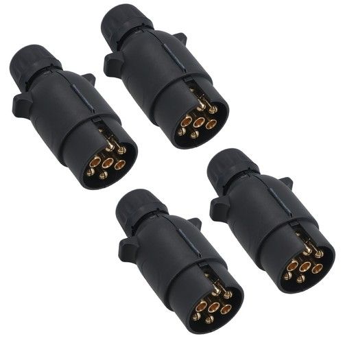 12N 7 Pin Plug Plastic Car Trailer Caravan Electrical Wiring Light Connector 4pc