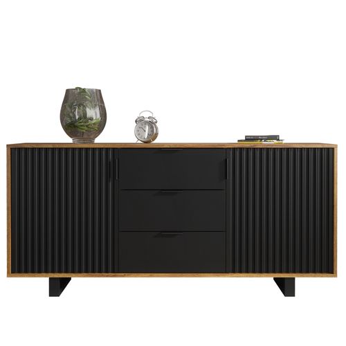 Sideboard TV Unit Cabinet Storage Modern Slatted Doors Drawers Sleek 140cm — image 9