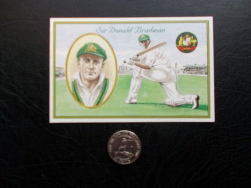 DON BRADMAN 20 CENTS COIN WITH SIR DONALD BRADMAN POSTCARD (B)