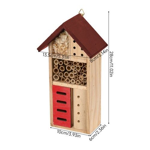 Wooden Insect Hotel Hanging Bee Bug House Nest Box Habitat for Garden Ladybird