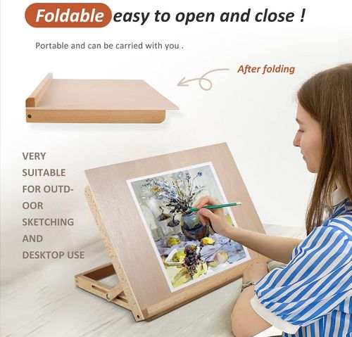 A3 Artist Drawing Board Solid Beech Wood Desktop Painting Easel Adjustable — image 8