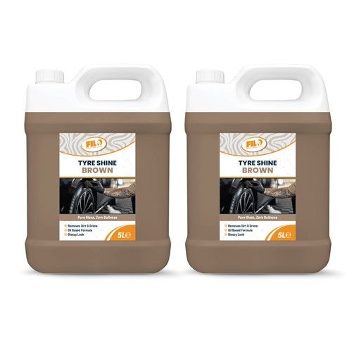 FILO Brown Car Tyre Shine Wet Look 2x5L – Lasting Shine Spray for Glossy Tyres