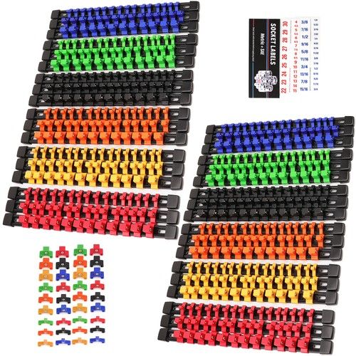 36-Piece Socket Organizer Holder Clip Rail 1/4" 3/8" 1/2" Drive Trays Wall Mount