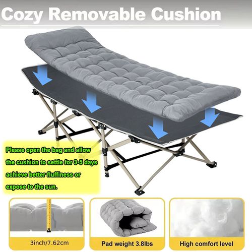 Camping Cot Heavy Duty Travel Camping Bed Folding Sleeping Bed + Mattress +Bag — image 5