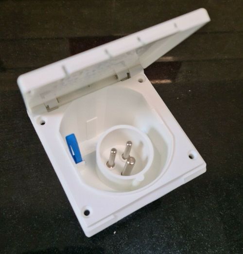 flush Mains Hook Up Inlet Socket  WHITE Camper Caravan Motorhome Van campervan  — image 4