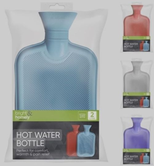 3Pack | 2 Litre Hot Water Bottles Natural Rubber Cold / Heat Therapy Pain Relief