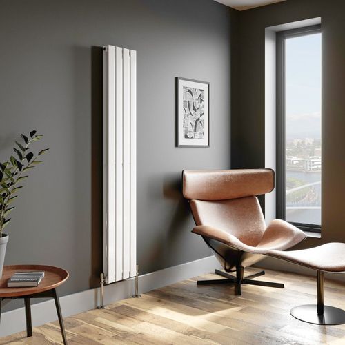 Designer Radiator Vertical Horizontal White Flat Panel Oval Column Double Rads — image 4