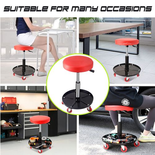 Creeper Seat Rolling Mechanic Stool Height Adjustable 360° Swivel Stool Storage — image 12