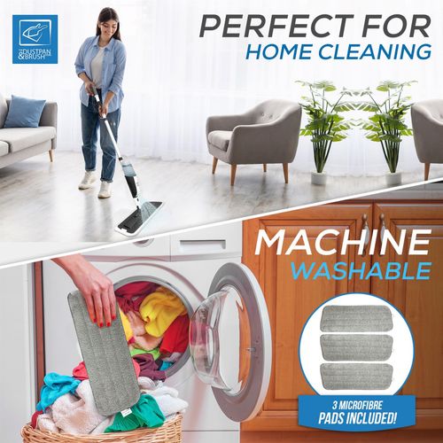 Spray Mop Floor Cleaner 3 Pads 360 Swivel Microfibre Flat Mop Set — image 2